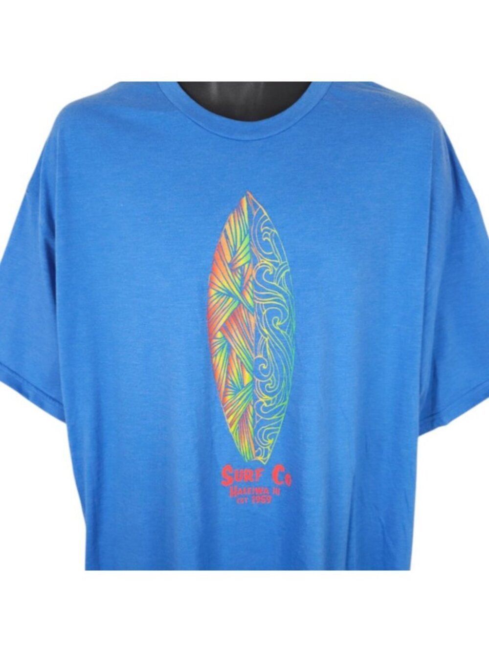 Haleiwa Surf Co T Shirt Mens Size 2XL Blue Surfer Surfboard Travel Destination